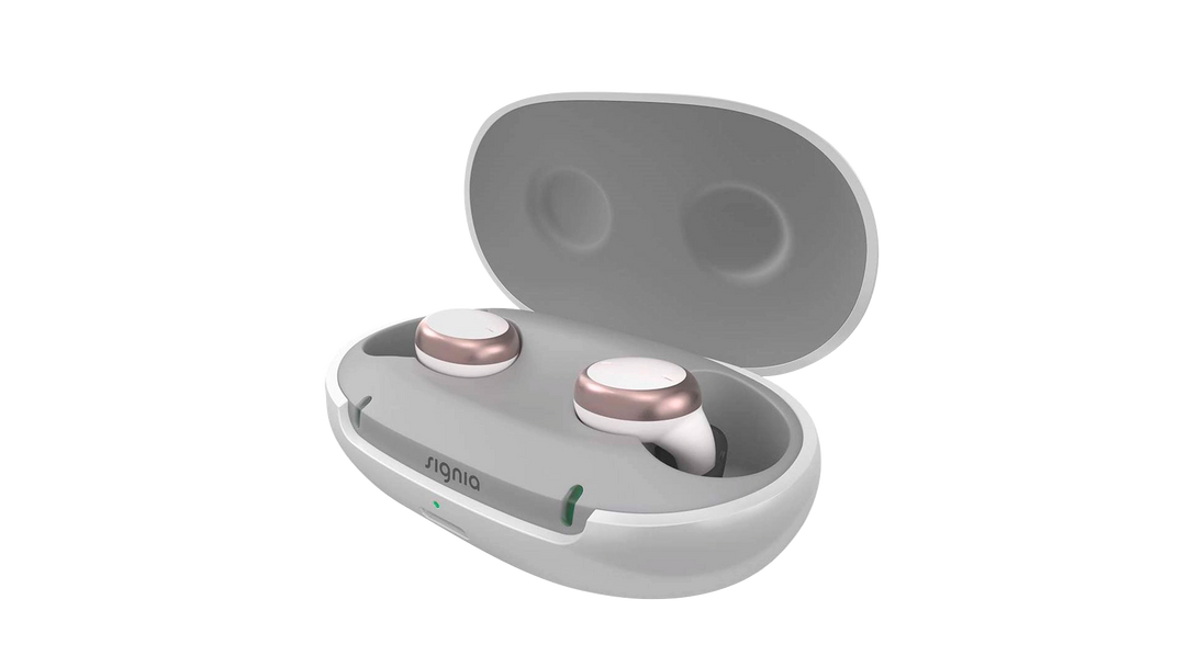Signia Active Mobile Charger offen mit Hoergeraeten