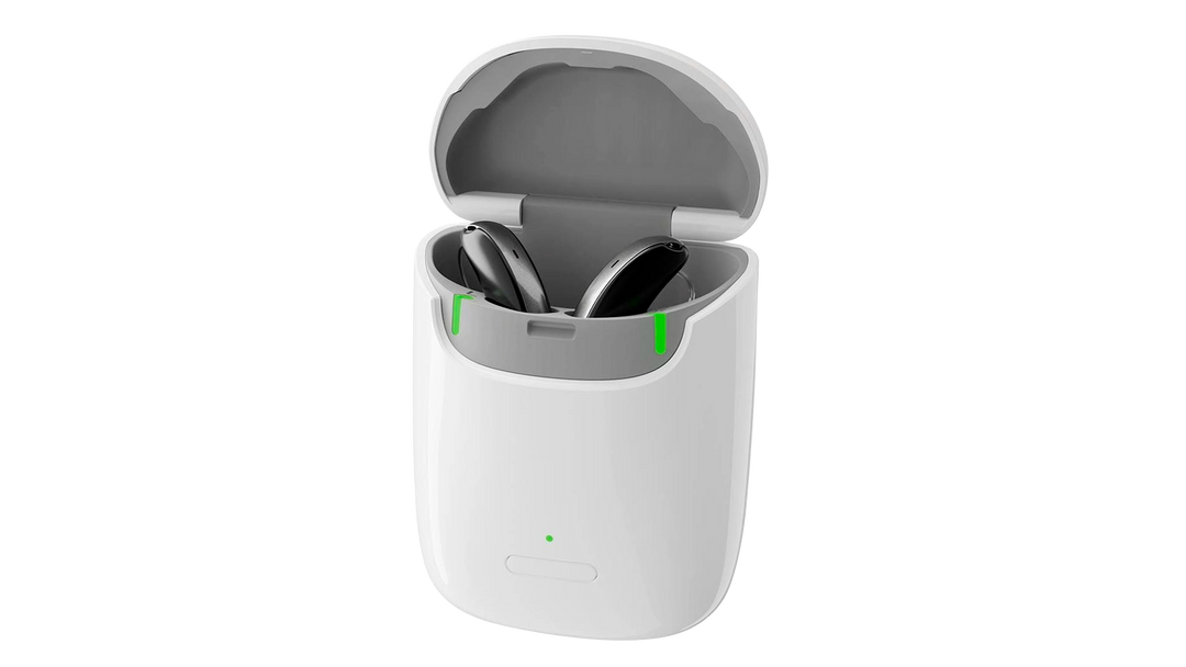 Signia Styletto AX Mobile Charger offen mit Hoergeraeten