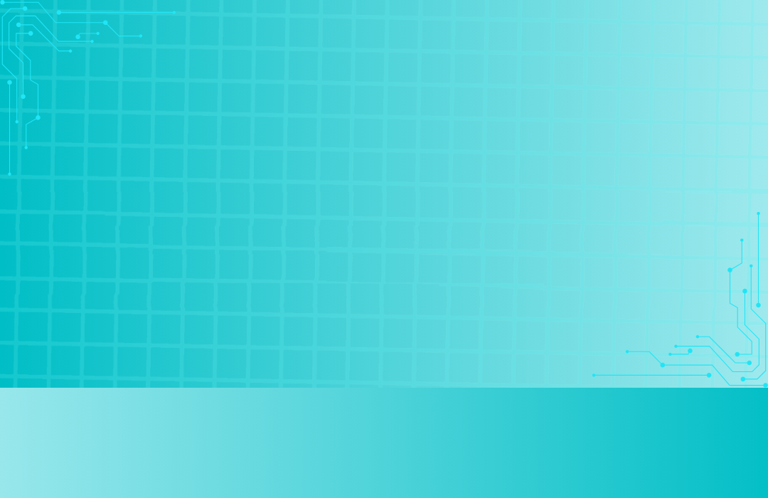 Türkisfarbender Hintergrund mit einem helltürkisenen Raster und türkisenen Platinenleitungen rechts und links in den Ecken.