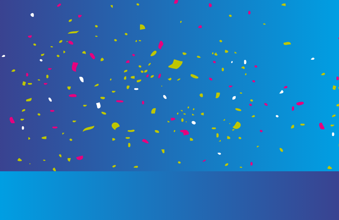 Blauer Farbverlauf mit Konfetti