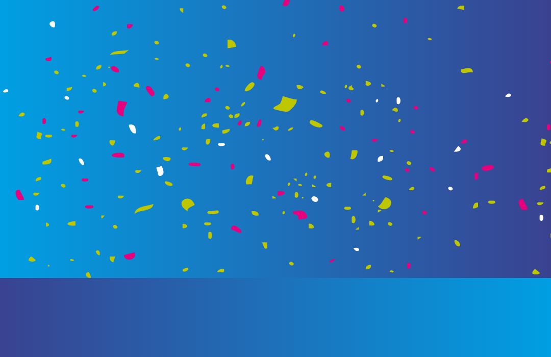 Blauer Farbverlauf mit Konfetti