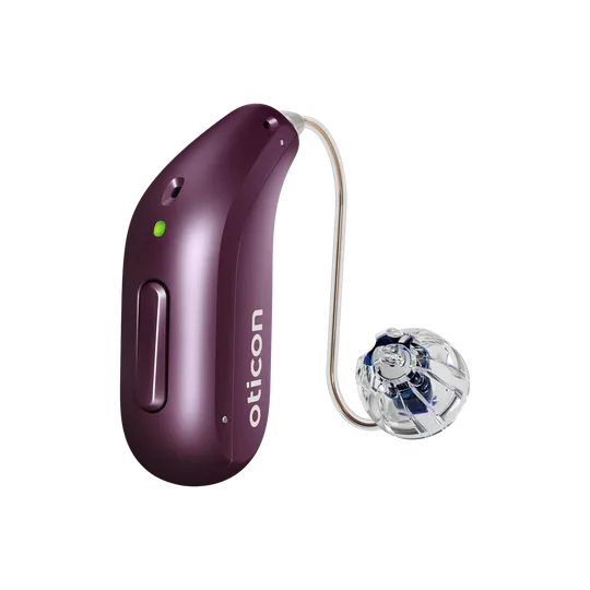 Hoergeraet Oticon Reveal miniRITE R lila